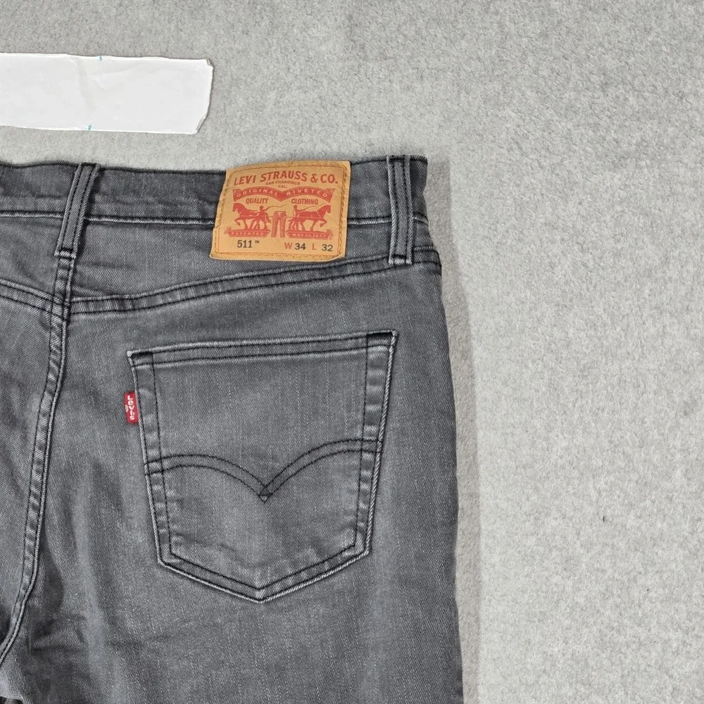 Levi's 511 Men Jeans 34X32 Gray Denim Slim Fit 30